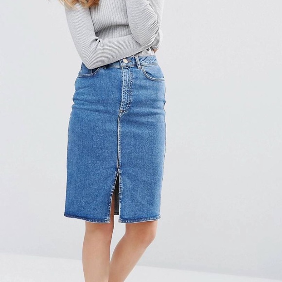 asos denim pencil skirt